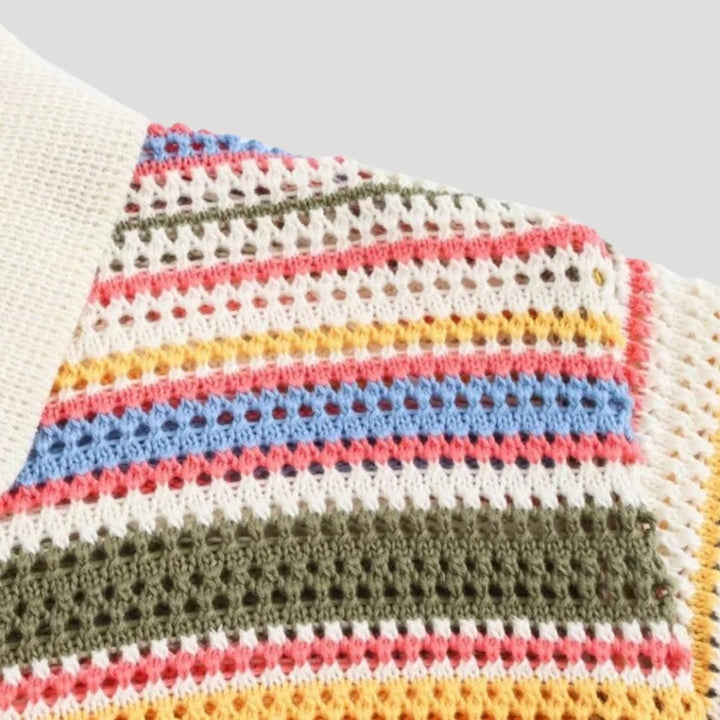 Women's Cardigan – Striped Crochet Knit