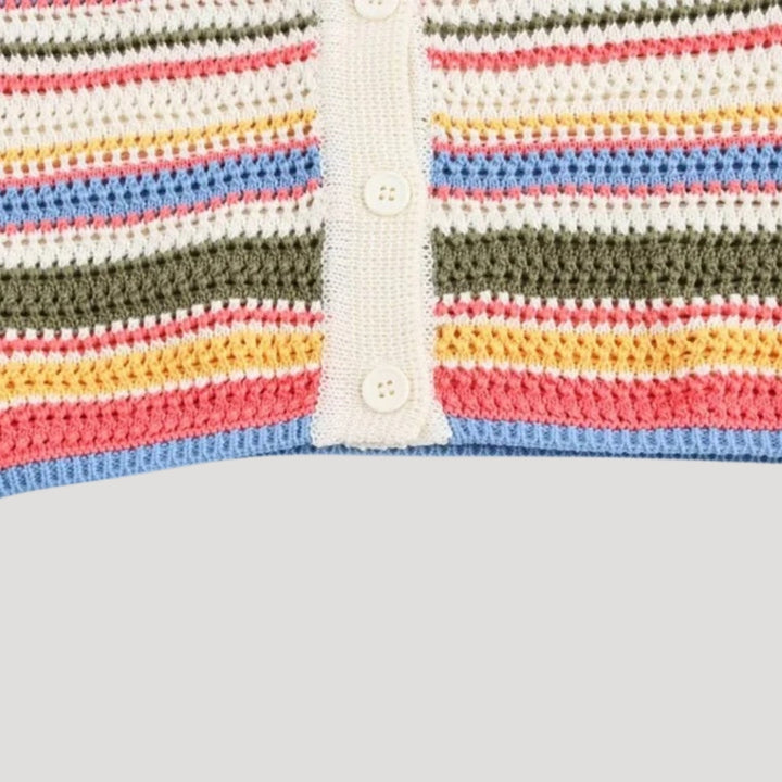 Women's Cardigan – Striped Crochet Knit