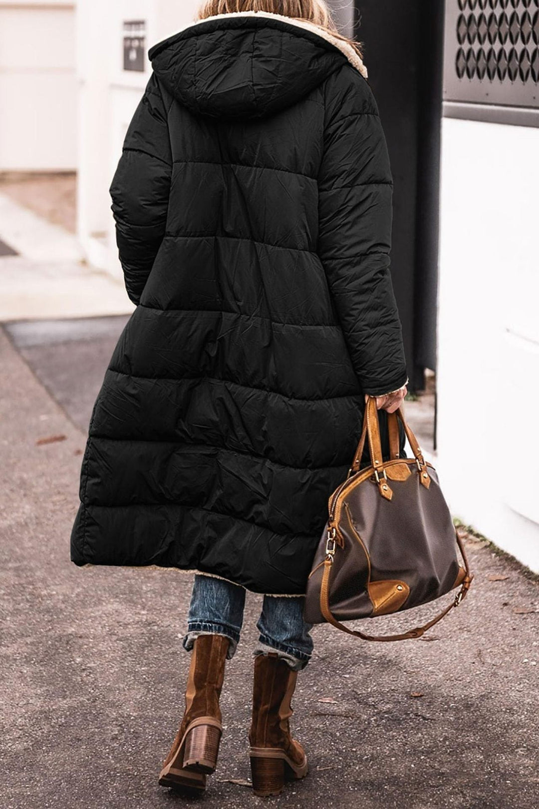 Women's Coat – Long Hooded Down Puffer Winter