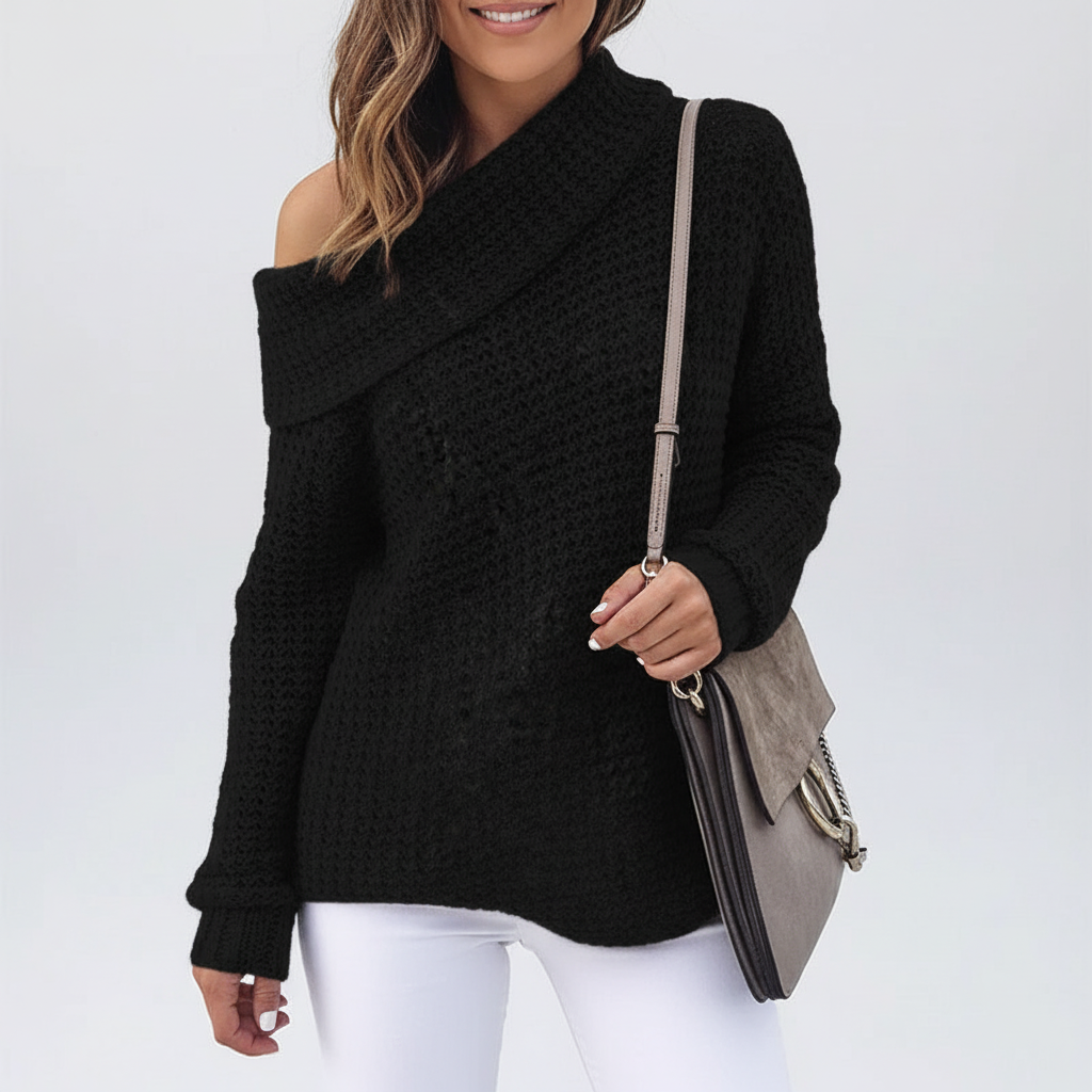 Women's Jumper – Off-Shoulder Merino Wool