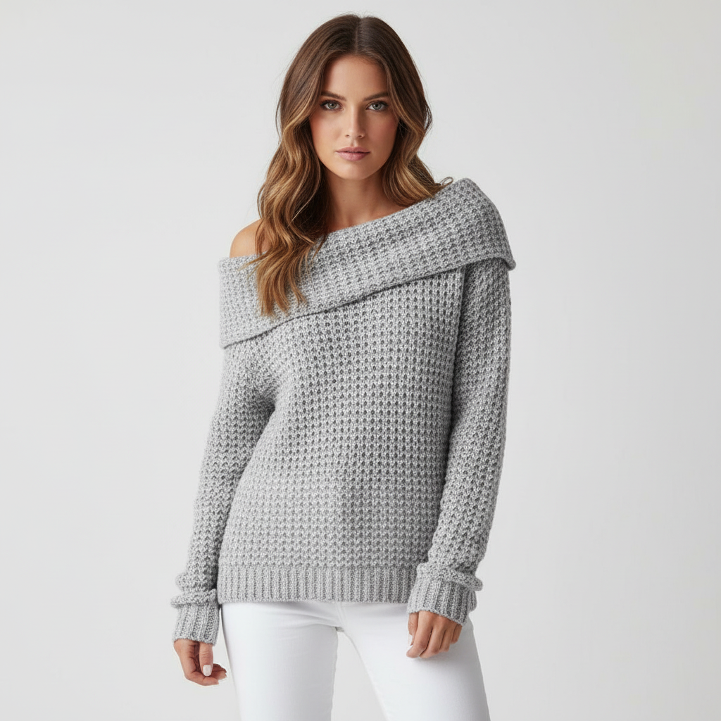 Women's Jumper – Off-Shoulder Merino Wool