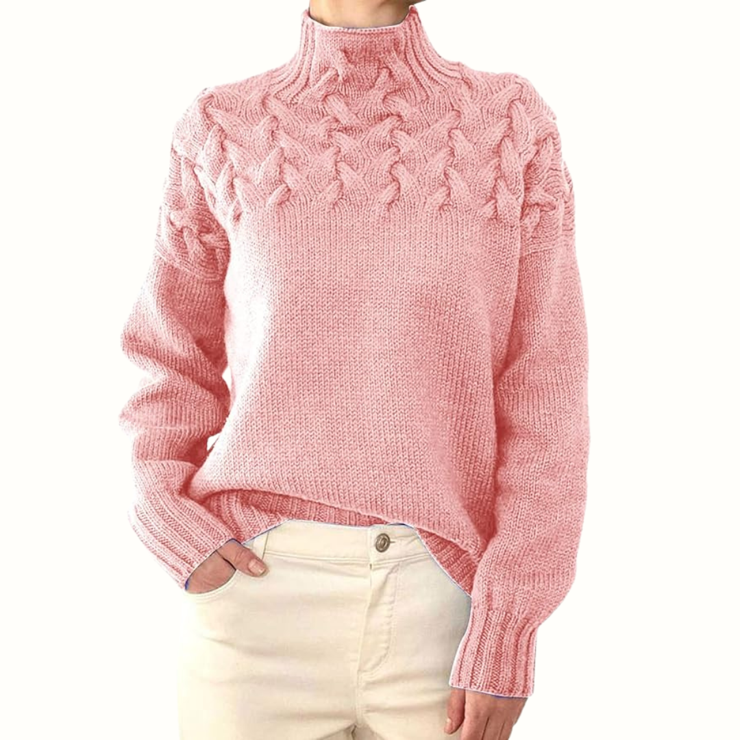 Women's Jumper – Cable-Knit Roll-Neck Relaxed