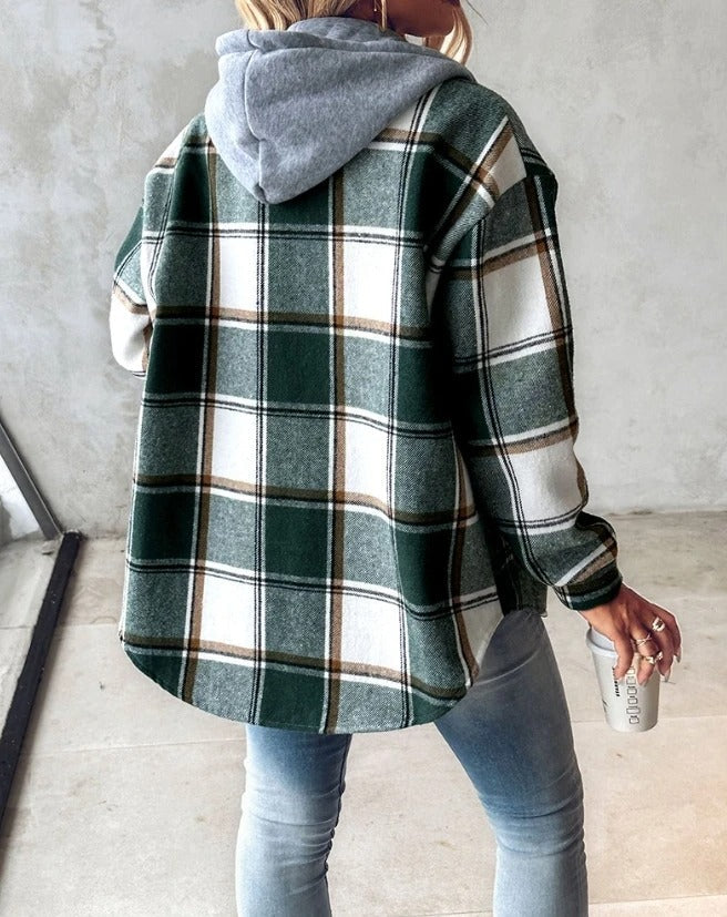 Women's Shacket – Hooded Check Relaxed-Fit Flannel