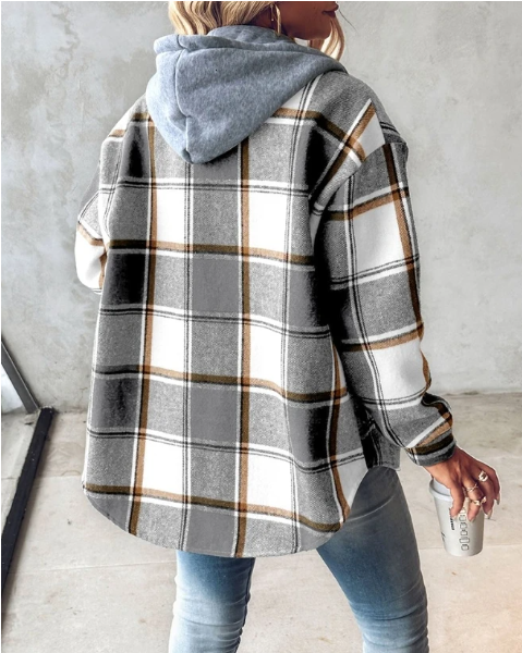 Women's Shacket – Hooded Check Relaxed-Fit Flannel