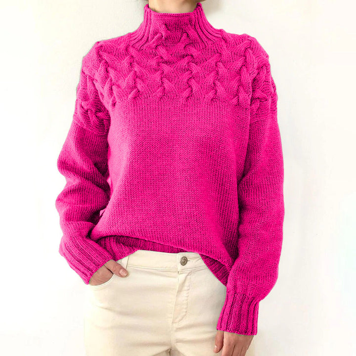Women's Jumper – Cable-Knit Roll-Neck Relaxed