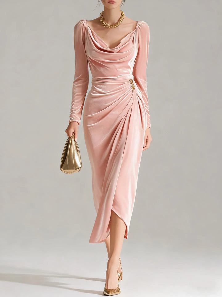 Women's Midi Dress – Ruched Velvet