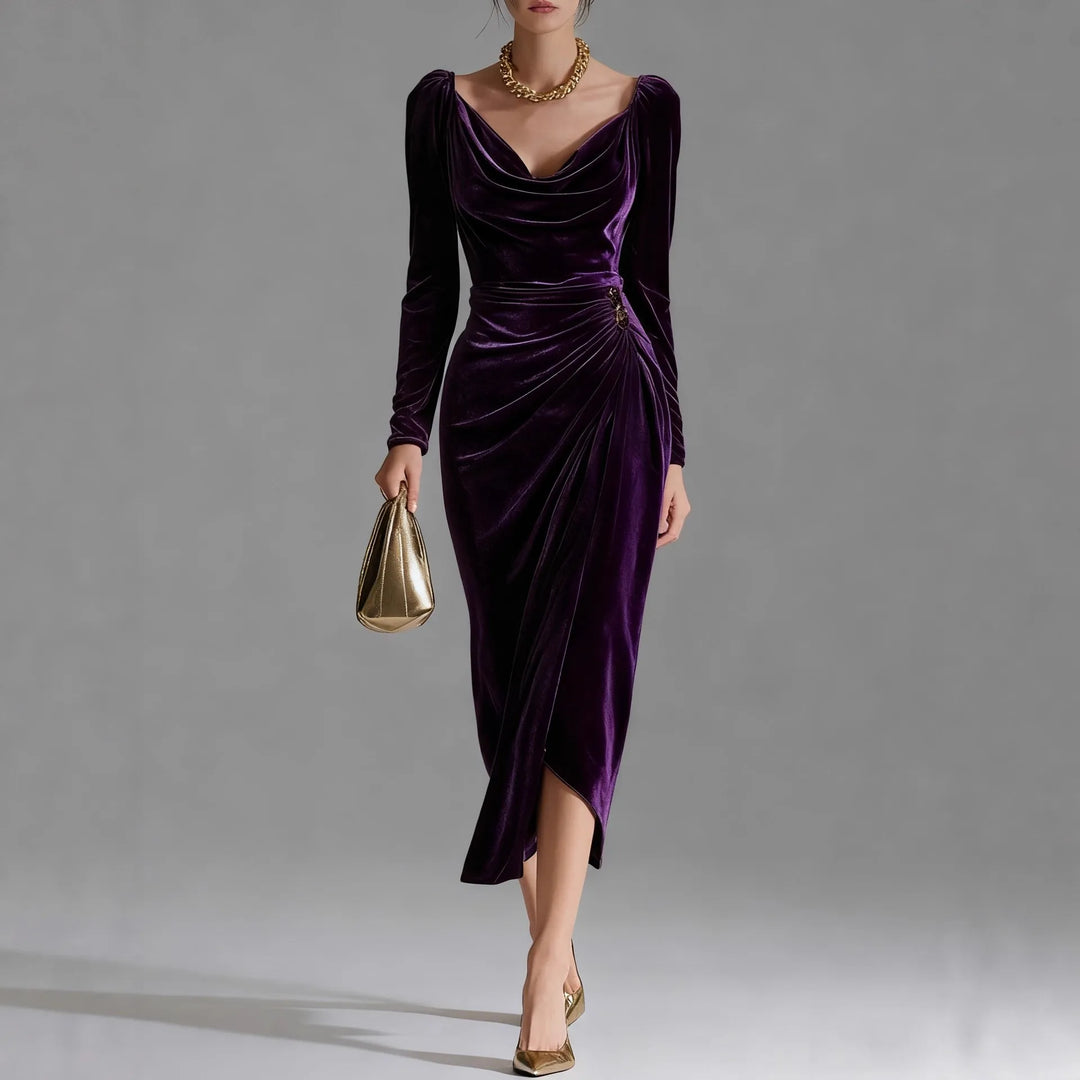 Women's Midi Dress – Ruched Velvet