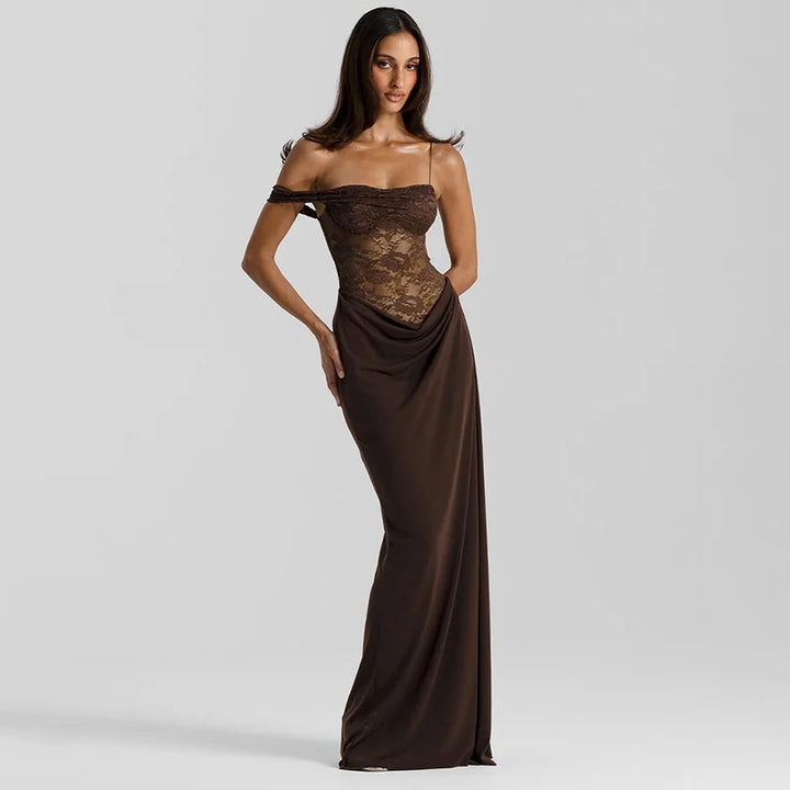 Women's Maxi Dress – Off-Shoulder Lace