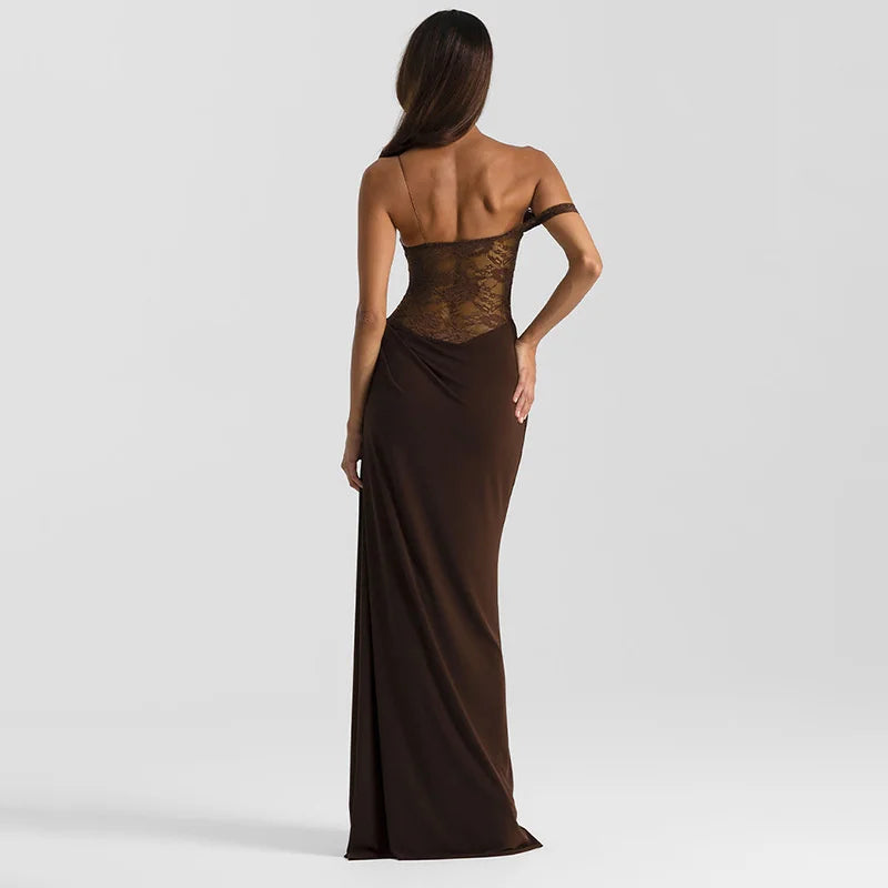 Women's Maxi Dress – Off-Shoulder Lace