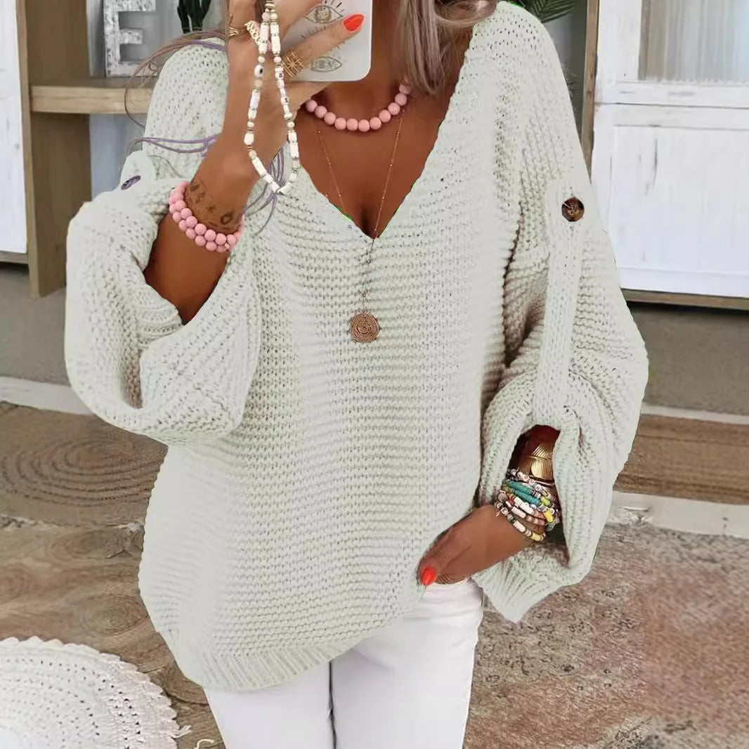 Women's Jumper – Lantern Sleeve Chunky Knit