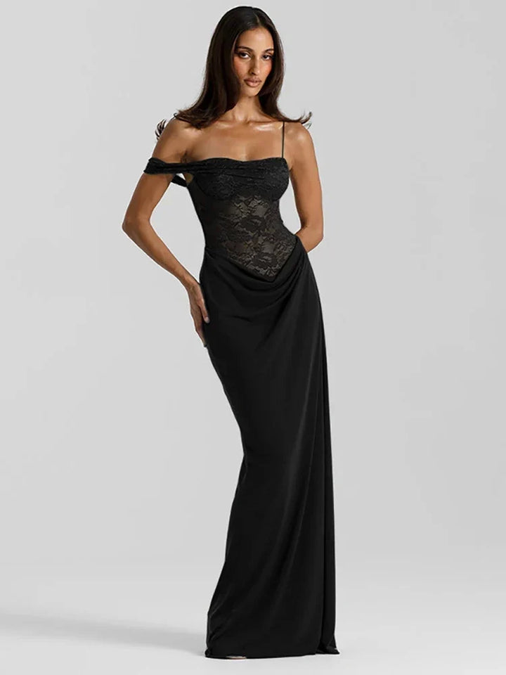 Women's Maxi Dress – Off-Shoulder Lace