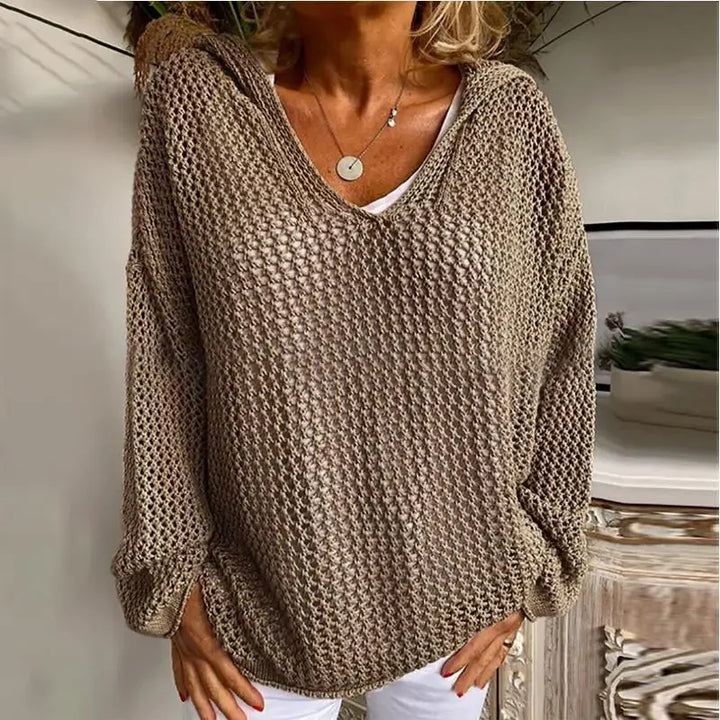 Women's Jumper – Open-Knit V-Neck