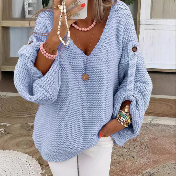 Women's Jumper – Lantern Sleeve Chunky Knit