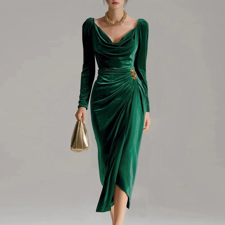 Women's Midi Dress – Ruched Velvet