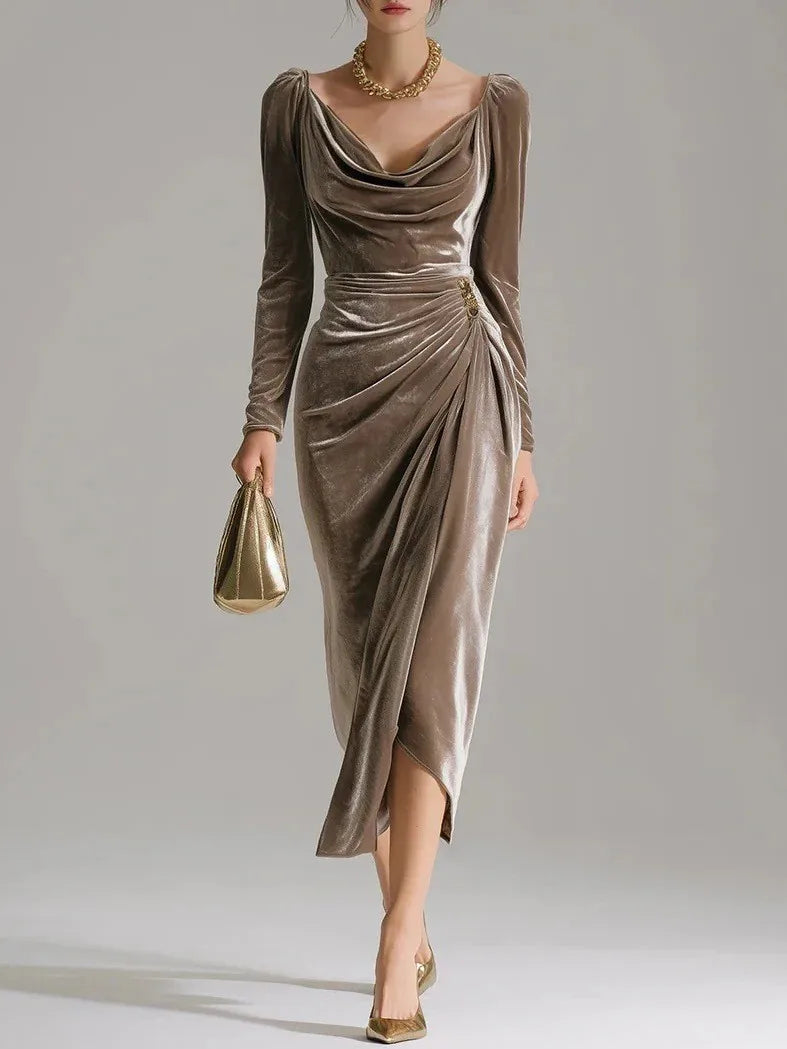 Women's Midi Dress – Ruched Velvet