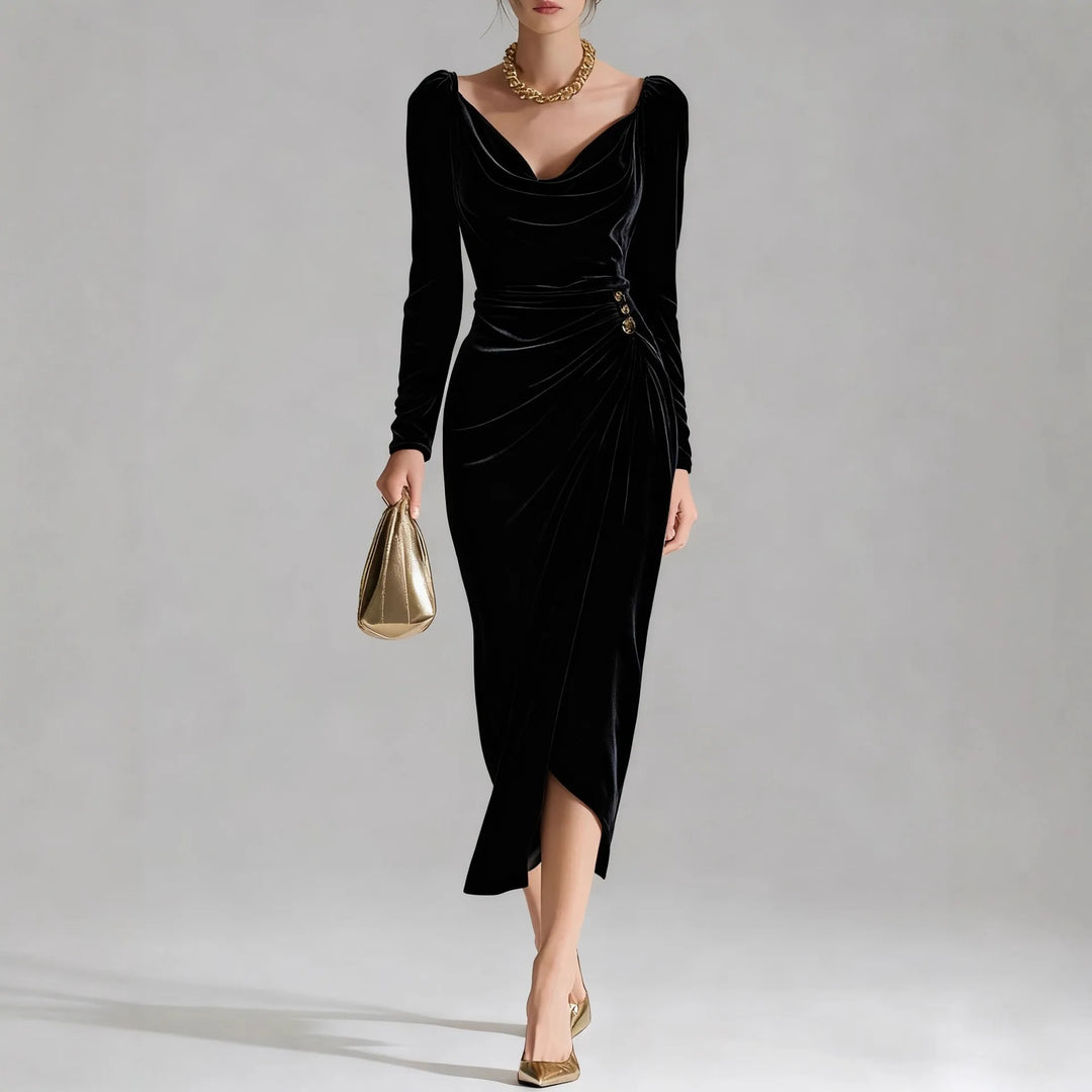 Women's Midi Dress – Ruched Velvet