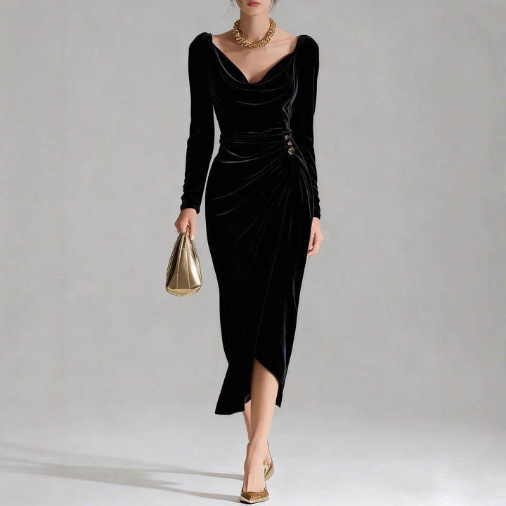Women's Midi Dress – Ruched Velvet