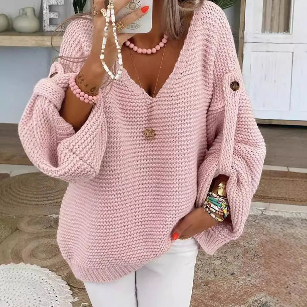 Women's Jumper – Lantern Sleeve Chunky Knit