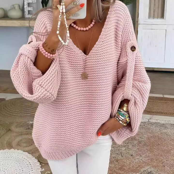 Women's Jumper – Lantern Sleeve Chunky Knit