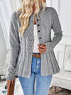Women's Cardigan – Cable-Knit Fitted Peplum Button