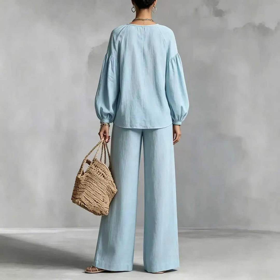 Women's Two-Piece Set – Relaxed Wide-Leg Trouser Co-Ord Set