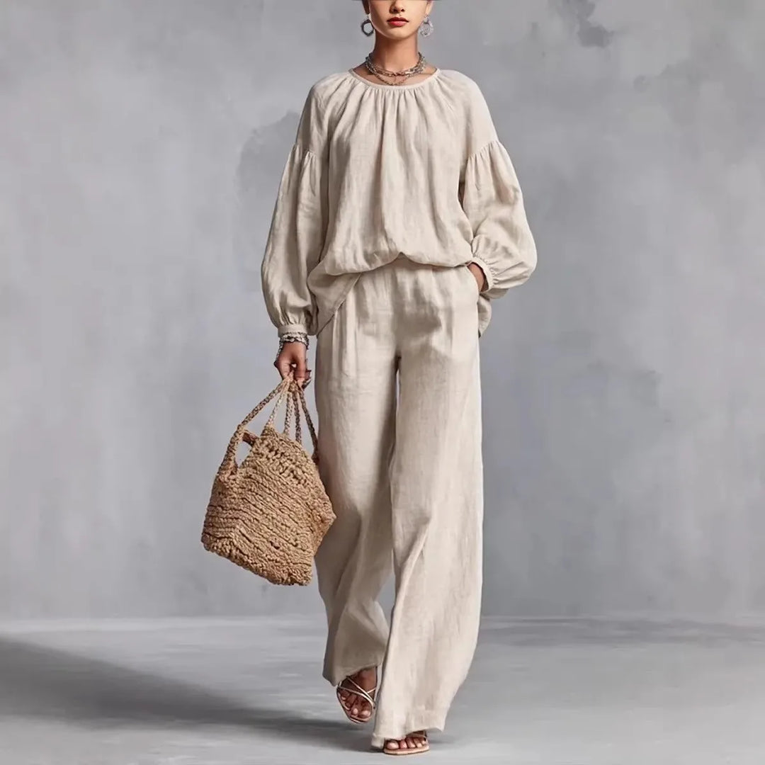Women's Two-Piece Set – Relaxed Wide-Leg Trouser Co-Ord Set