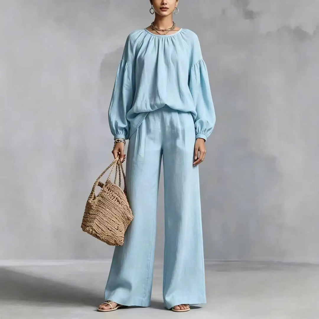 Women's Two-Piece Set – Relaxed Wide-Leg Trouser Co-Ord Set