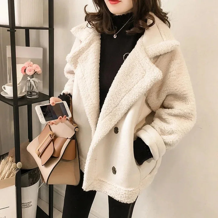 Women's Jacket – Faux Suede Shearling-Lined Aviator Winter
