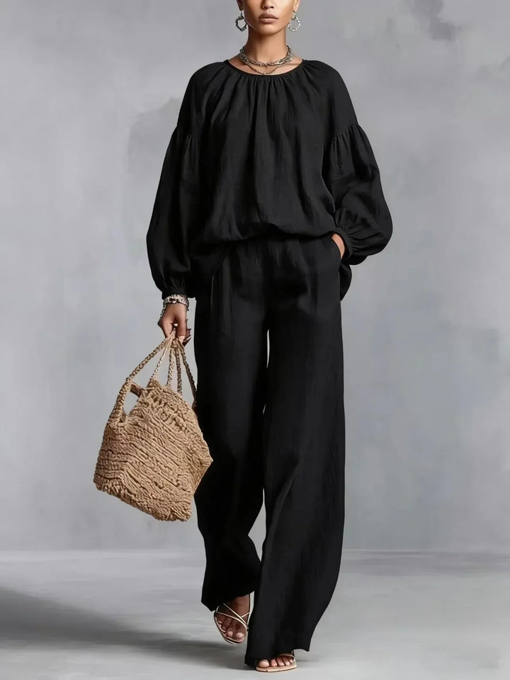 Women's Two-Piece Set – Relaxed Wide-Leg Trouser Co-Ord Set