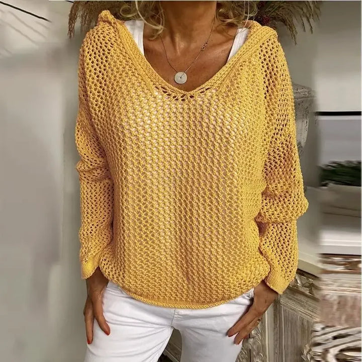 Women's Jumper – Open-Knit V-Neck