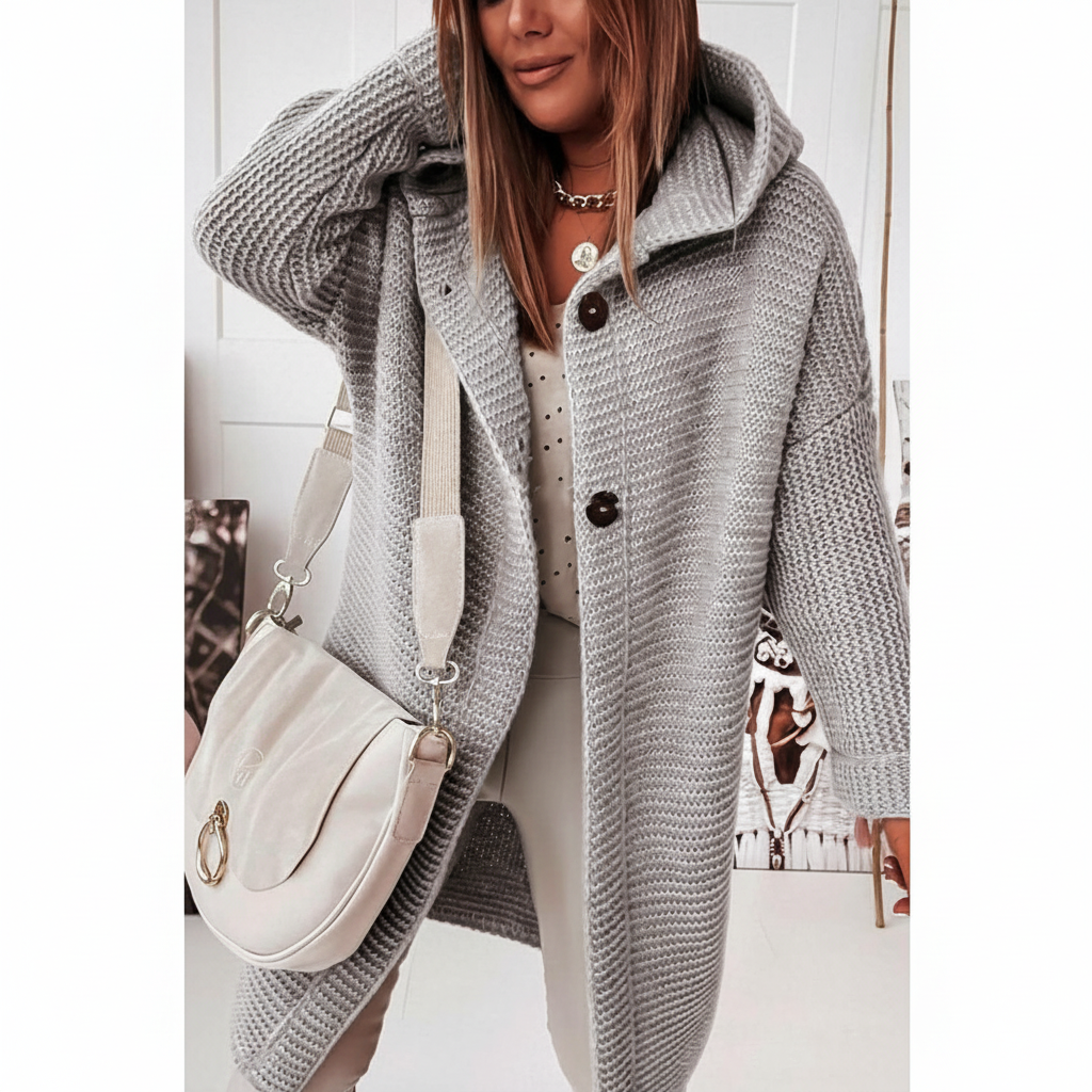 Women's Cardigan – Long Hooded Merino Wool