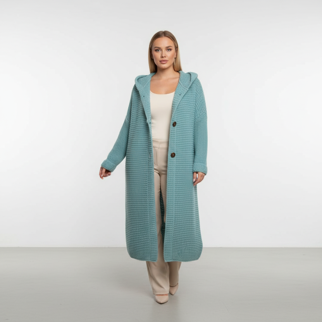 Women's Cardigan – Long Hooded Merino Wool
