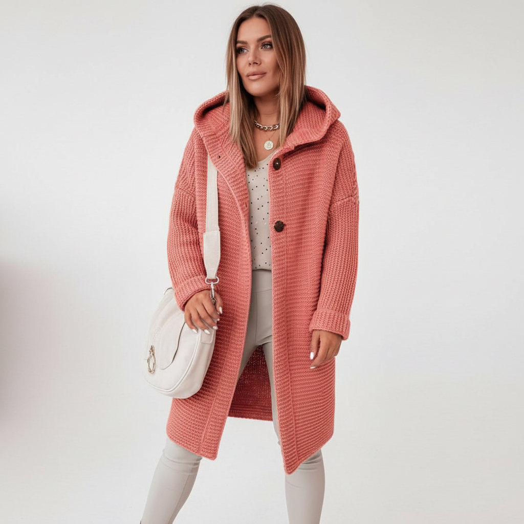 Women's Cardigan – Long Hooded Merino Wool