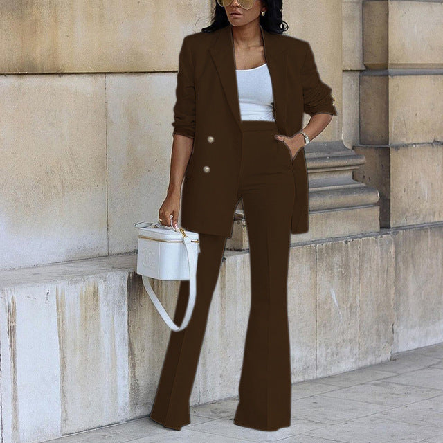 Women's Matching Outfit – Matching Blazer Wide Leg Trouser Set