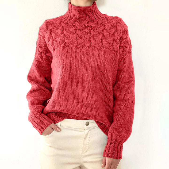Women's Jumper – Cable-Knit Roll-Neck Relaxed