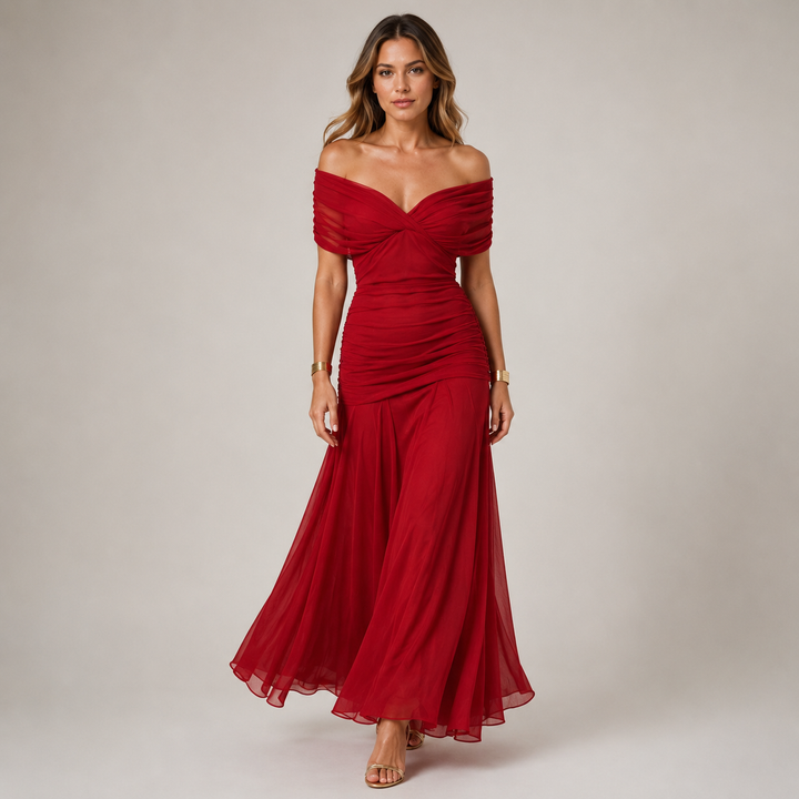 Womens Fashion Style - Women's Flowing Viscose Chiffon Maxi Dress - product view 8