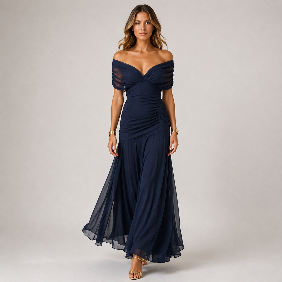 Womens Fashion Style - Women's Flowing Viscose Chiffon Maxi Dress - product view 1