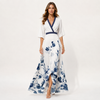 Womens Fashion Style - Women's Floral V-Neck A-Line Maxi Dress - product view 1