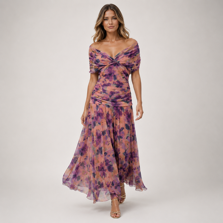 Womens Fashion Style - Women's Flowing Viscose Chiffon Maxi Dress - product view 9