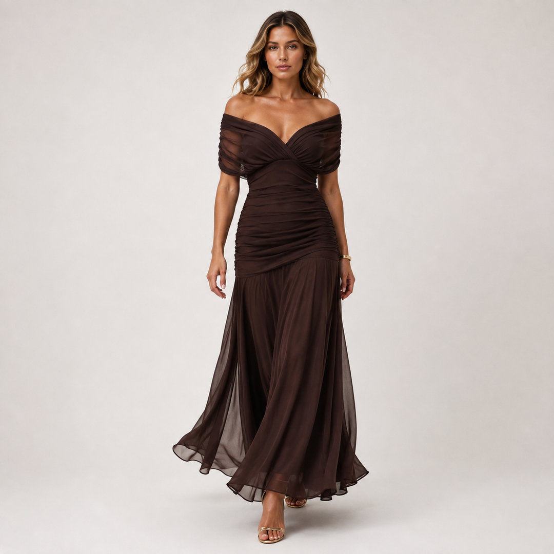 Womens Fashion Style - Women's Flowing Viscose Chiffon Maxi Dress - product view 5