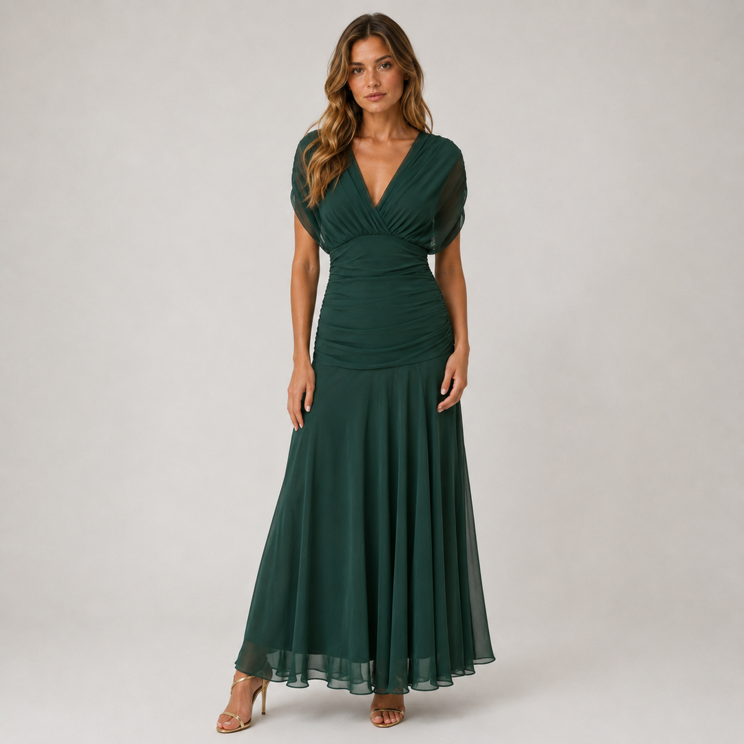 Womens Fashion Style - Women's Flowing Viscose Chiffon Maxi Dress - product view 6