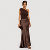 Womens Fashion Style - Women's Draped One-Shoulder Evening Maxi Dress - product view 1