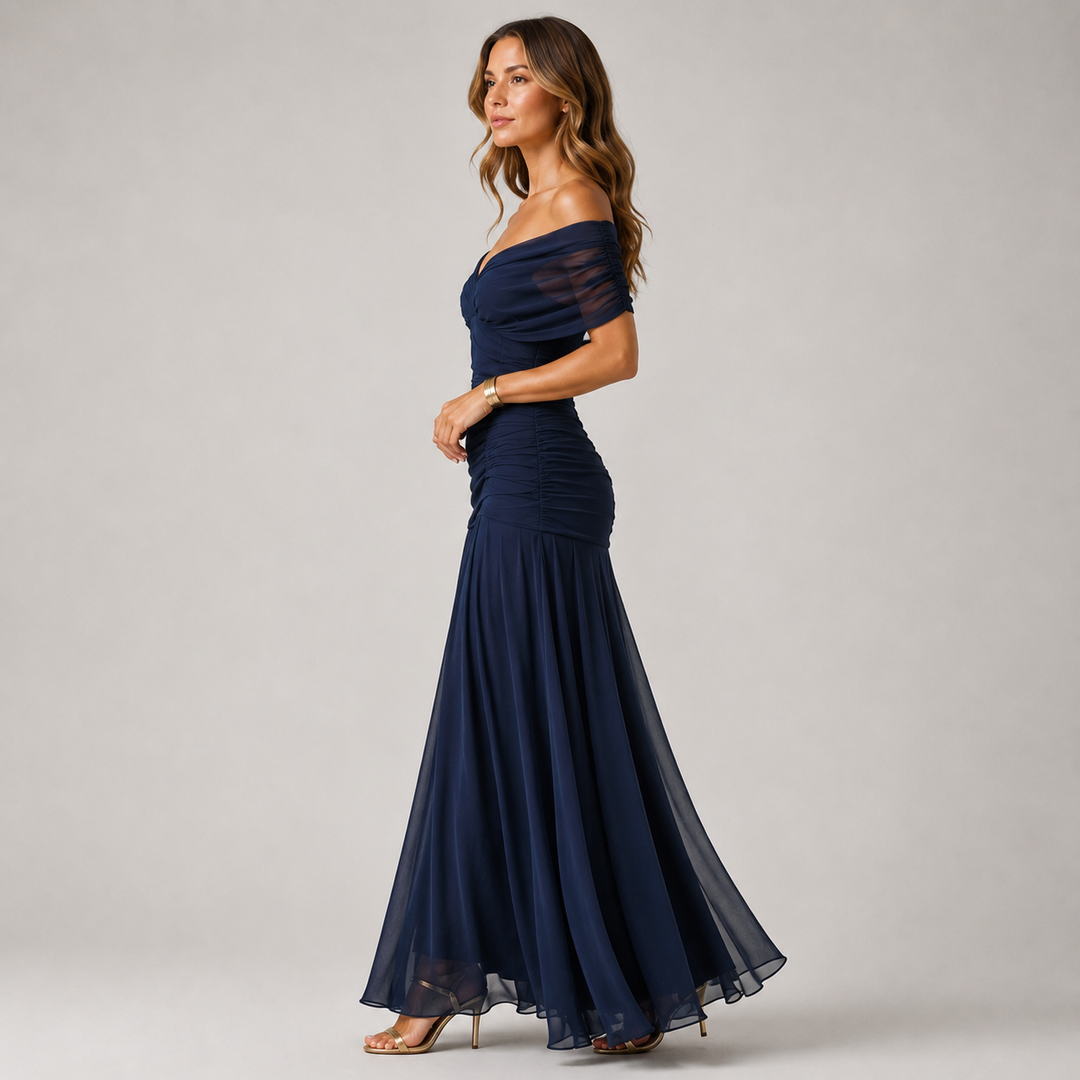 Womens Fashion Style - Women's Flowing Viscose Chiffon Maxi Dress - product view 2