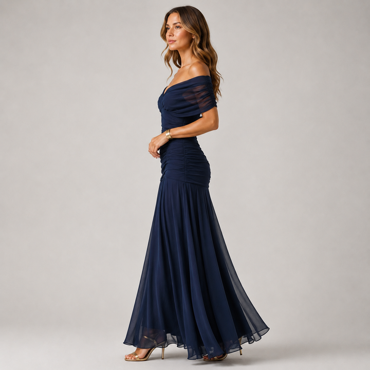 Womens Fashion Style - Women's Flowing Viscose Chiffon Maxi Dress - product view 2