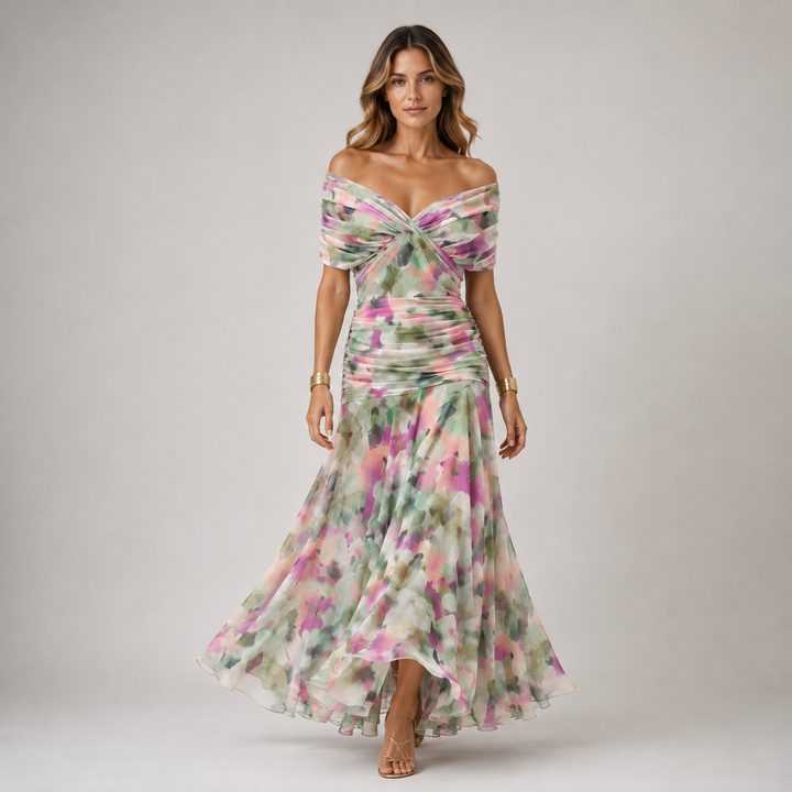 Womens Fashion Style - Women's Flowing Viscose Chiffon Maxi Dress - product view 7