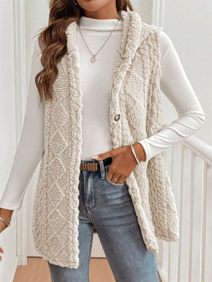 Women's Puffer Gilet – Faux Fur Borg Button-Front