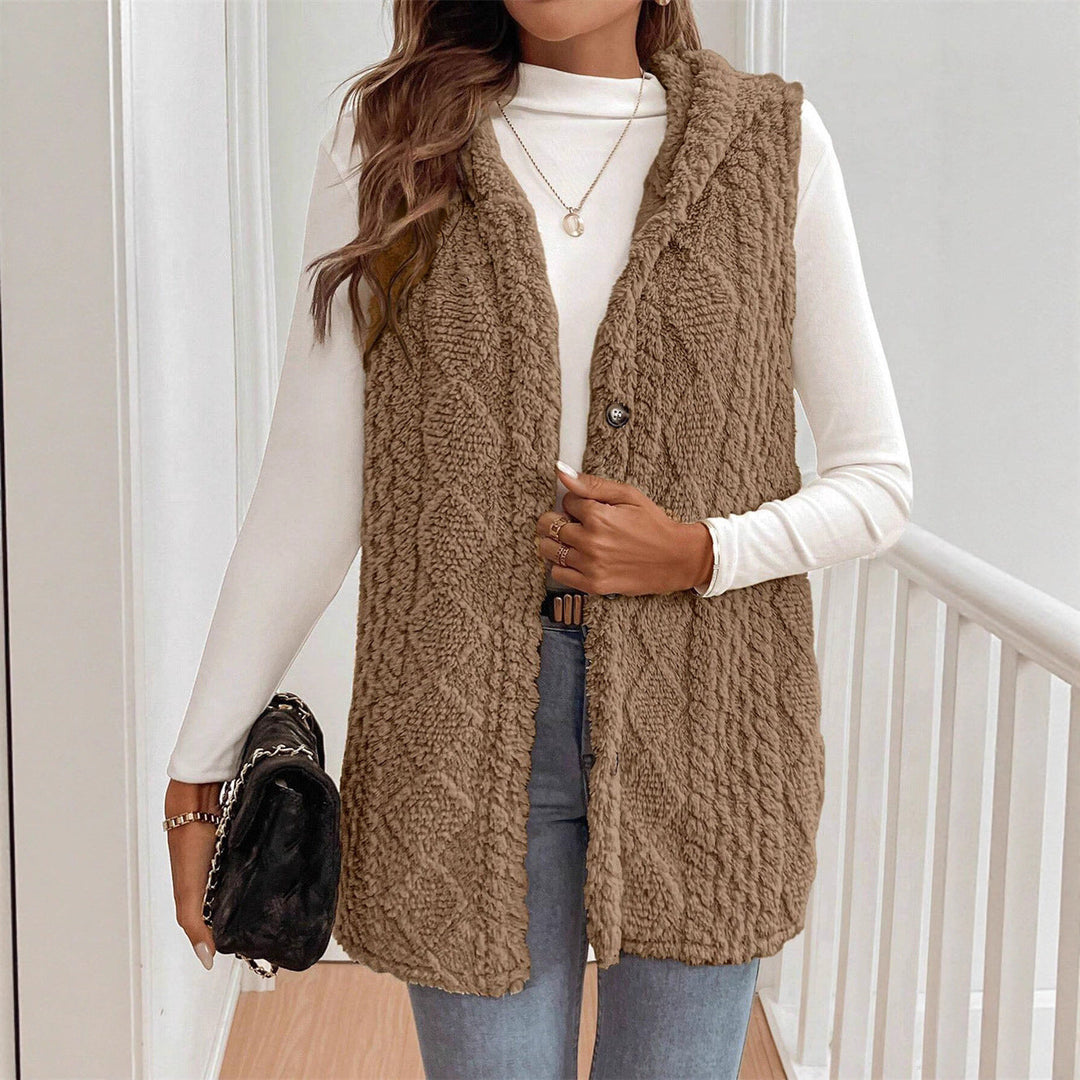 Women's Puffer Gilet – Faux Fur Borg Button-Front