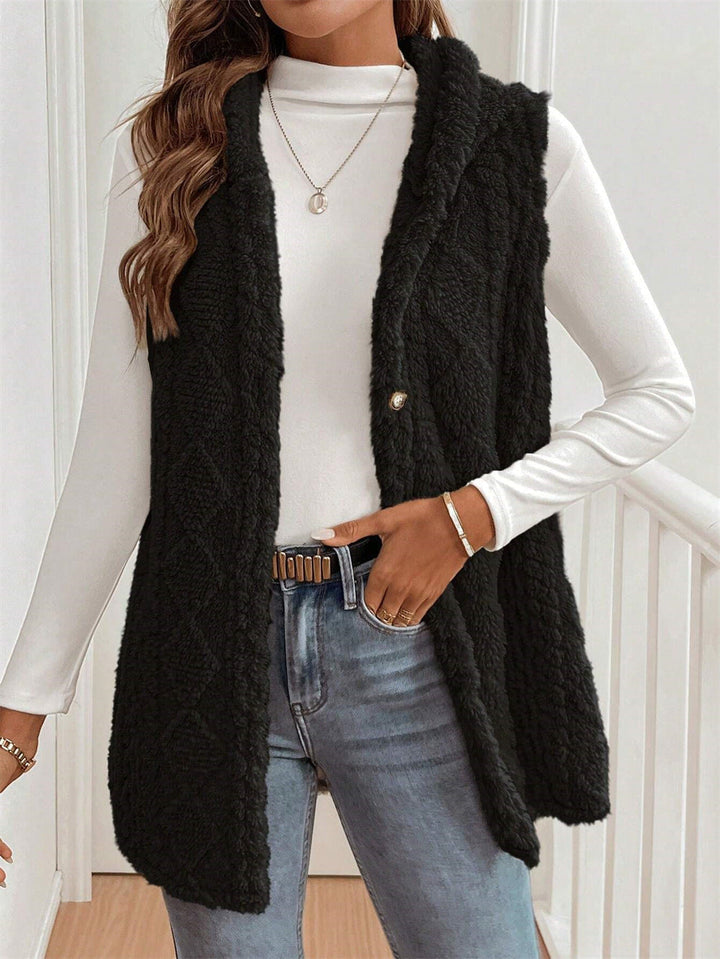 Women's Puffer Gilet – Faux Fur Borg Button-Front