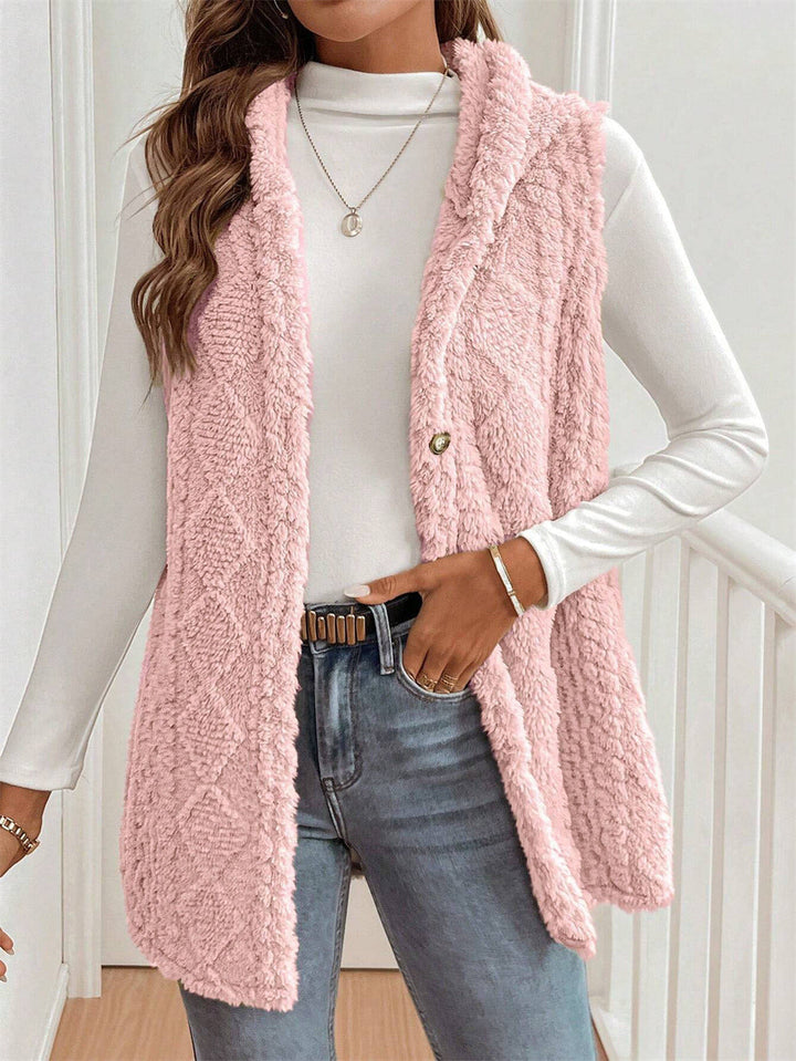 Women's Puffer Gilet – Faux Fur Borg Button-Front