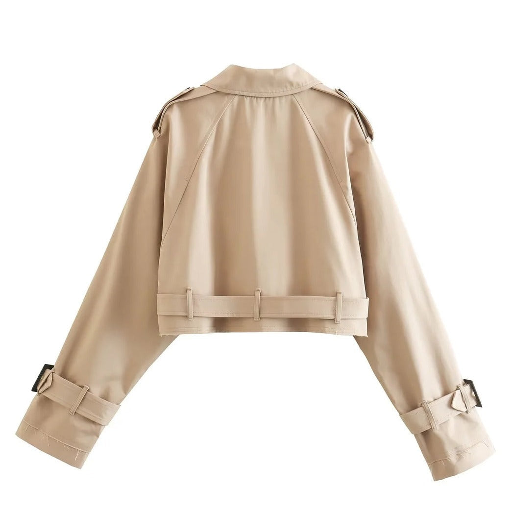 Women's Jacket – Cropped Double-Breasted Trench